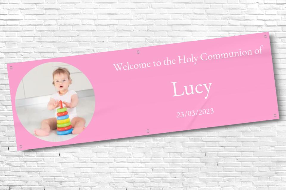 Personalised Baby Pink Holy Communion Banner