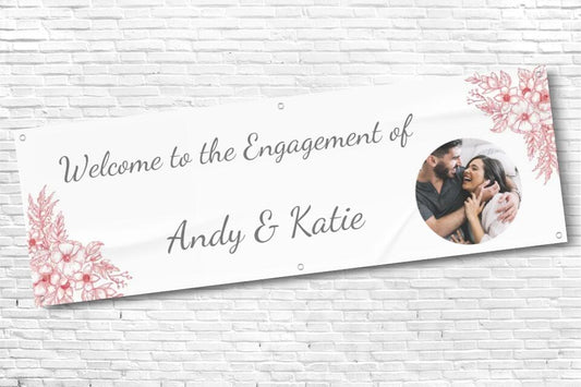 Personalised Engagement Party Banner with any Text  and photo