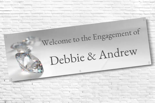 Personalised Engagement Party Banner with Diamonds and any Text