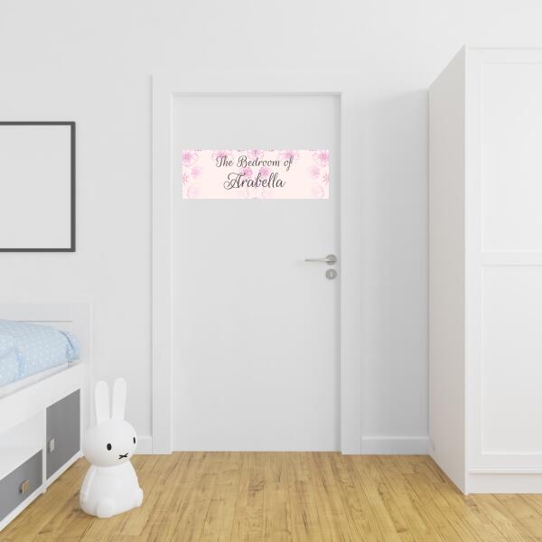 Girl's Personalised Pink Floral Bedroom Banner