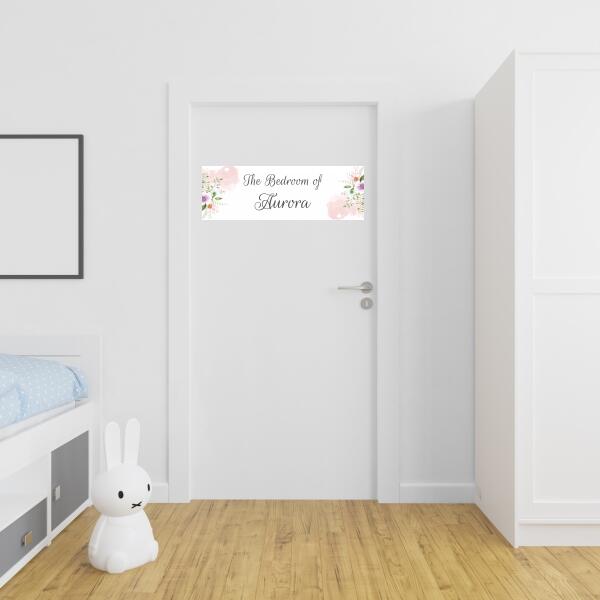 Girl's Personalised Floral Edge Bedroom Banner