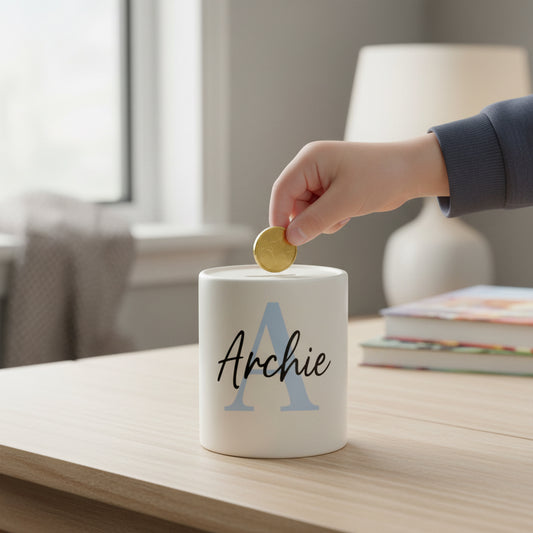 Vacso Trading Personalised Ceramic Money Jar Blue