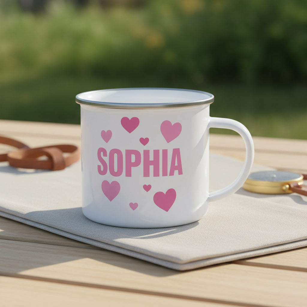 Vacso Trading Personalised Name Enamel Mug Custom Kids Camping Lightweight Ceramic 11oz