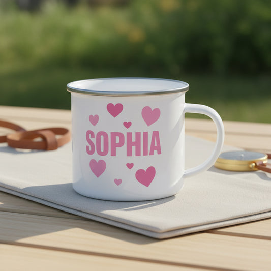 Vacso Trading Personalised Name Enamel Mug Custom Kids Camping Lightweight Ceramic 11oz