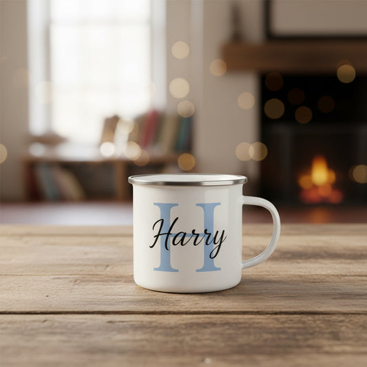 Vacso Trading Personalised Initial Enamel Mug Blue Initial