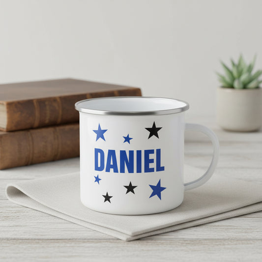 Vacso Trading Personalised Name Enamel Mug Custom Kids Camping Lightweight Ceramic 11oz