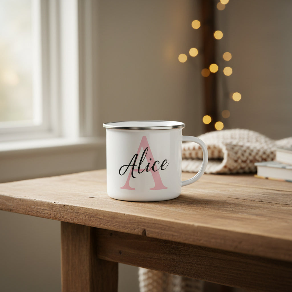 Vacso Trading Personalised Initial Enamel Mug Blue Initial