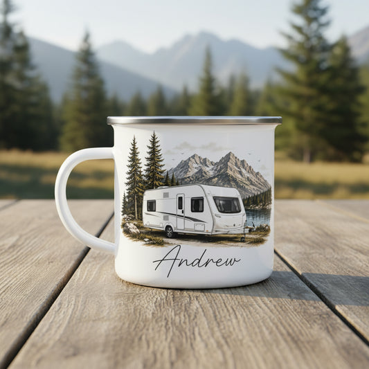Vacso Trading Personalised Camping Enamel Mug White