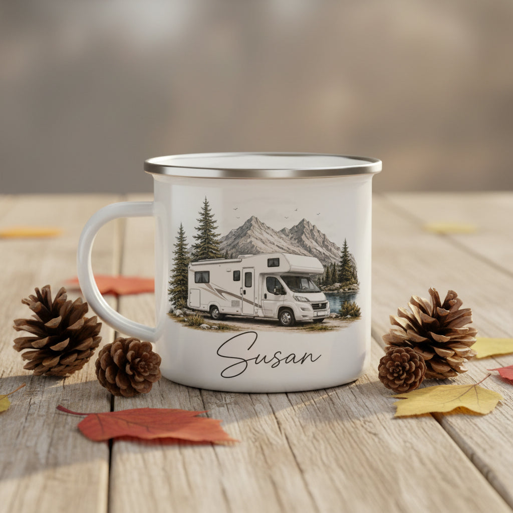 Vacso Trading Personalised Camping Enamel Mug White