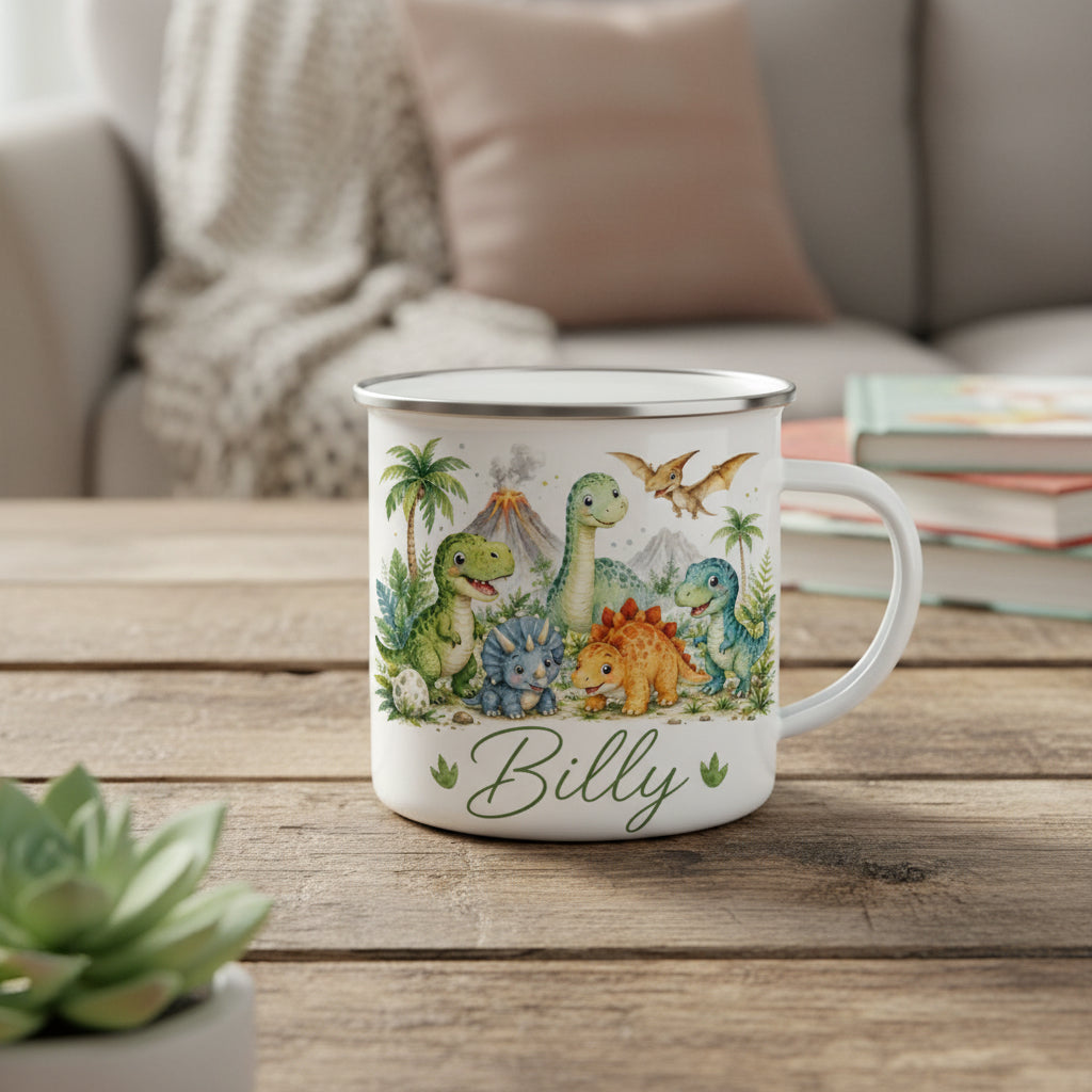 Vacso Trading Personalised Children's Enamel Mug Dino