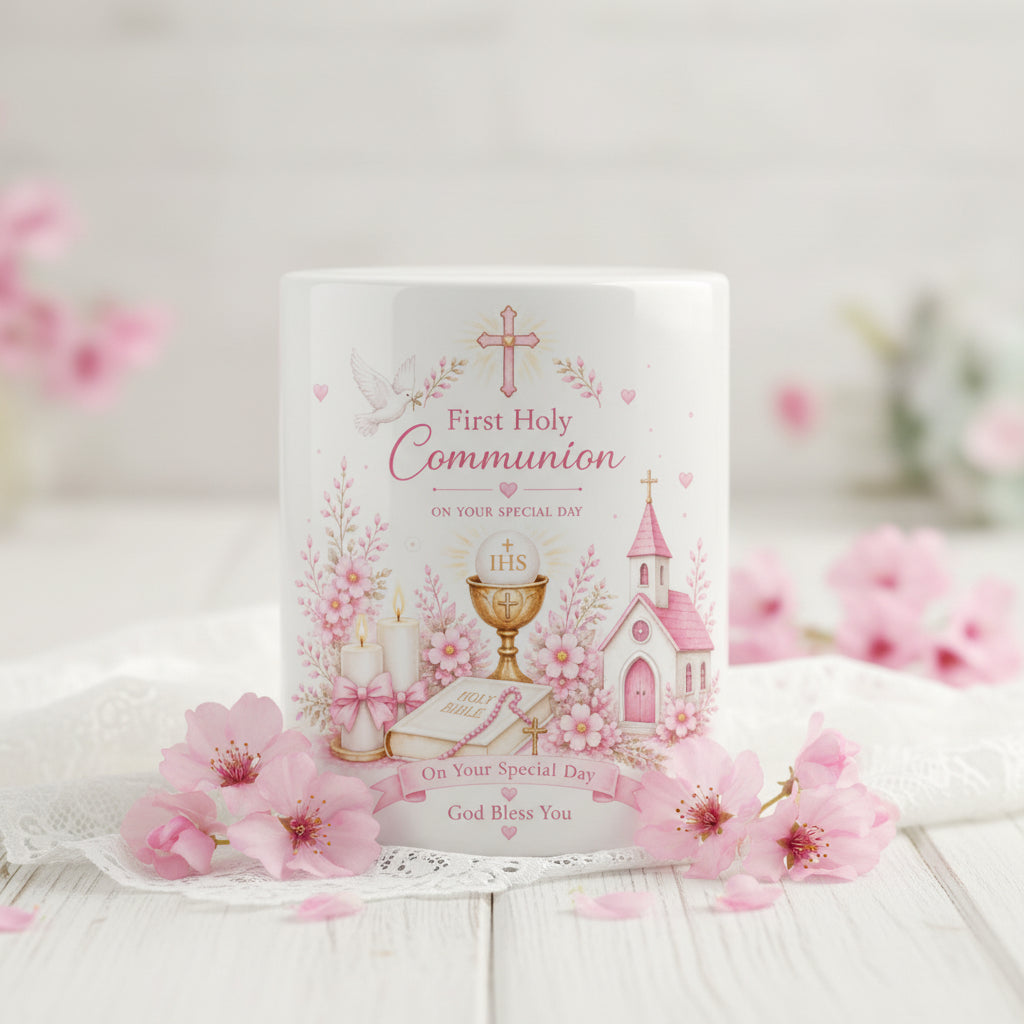 Vacso Trading First Holy Communion Money Box Ceramic Religious Keepsake Cross Savings Bank