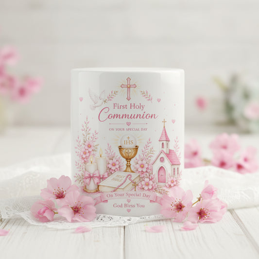 Vacso Trading First Holy Communion Money Box Ceramic Religious Keepsake Cross Savings Bank