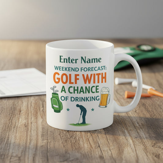 Vacso Trading Personalised Weekend Forecast Golf Mug Ceramic 11oz