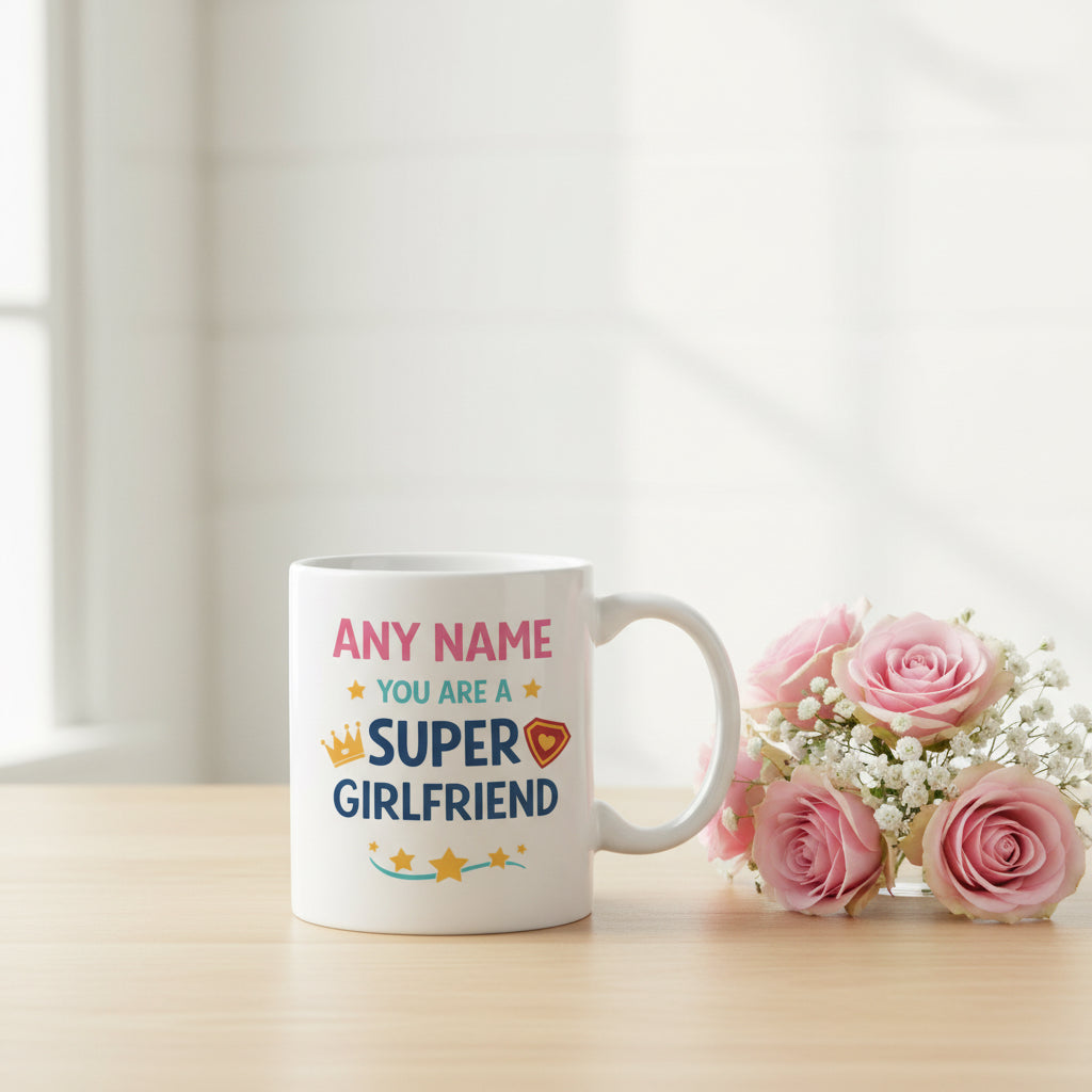 Vacso Trading Personalised Super Girlfriend Mug Custom Name Ceramic 11oz