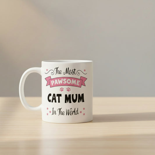 Vacso Trading Pawsome Cat Mum Mug Funny Cat Mom Coffee Cup Ceramic 11oz