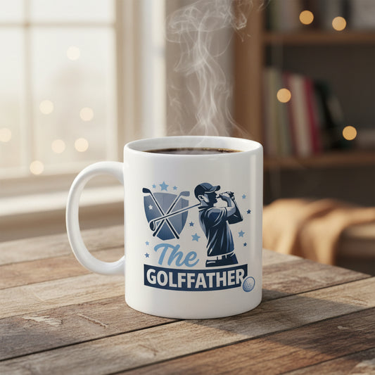 Vacso Trading Personalised Golffather Mug Custom Name Golf Gift Ceramic 11oz White