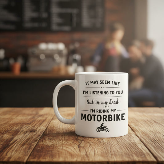 Vacso Trading Motorbike Mug In My Head I'm Riding My Motorcycle Ceramic 11oz