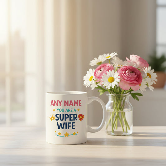 Vacso Trading Personalised Super Wife Mug Custom Name Ceramic 11oz