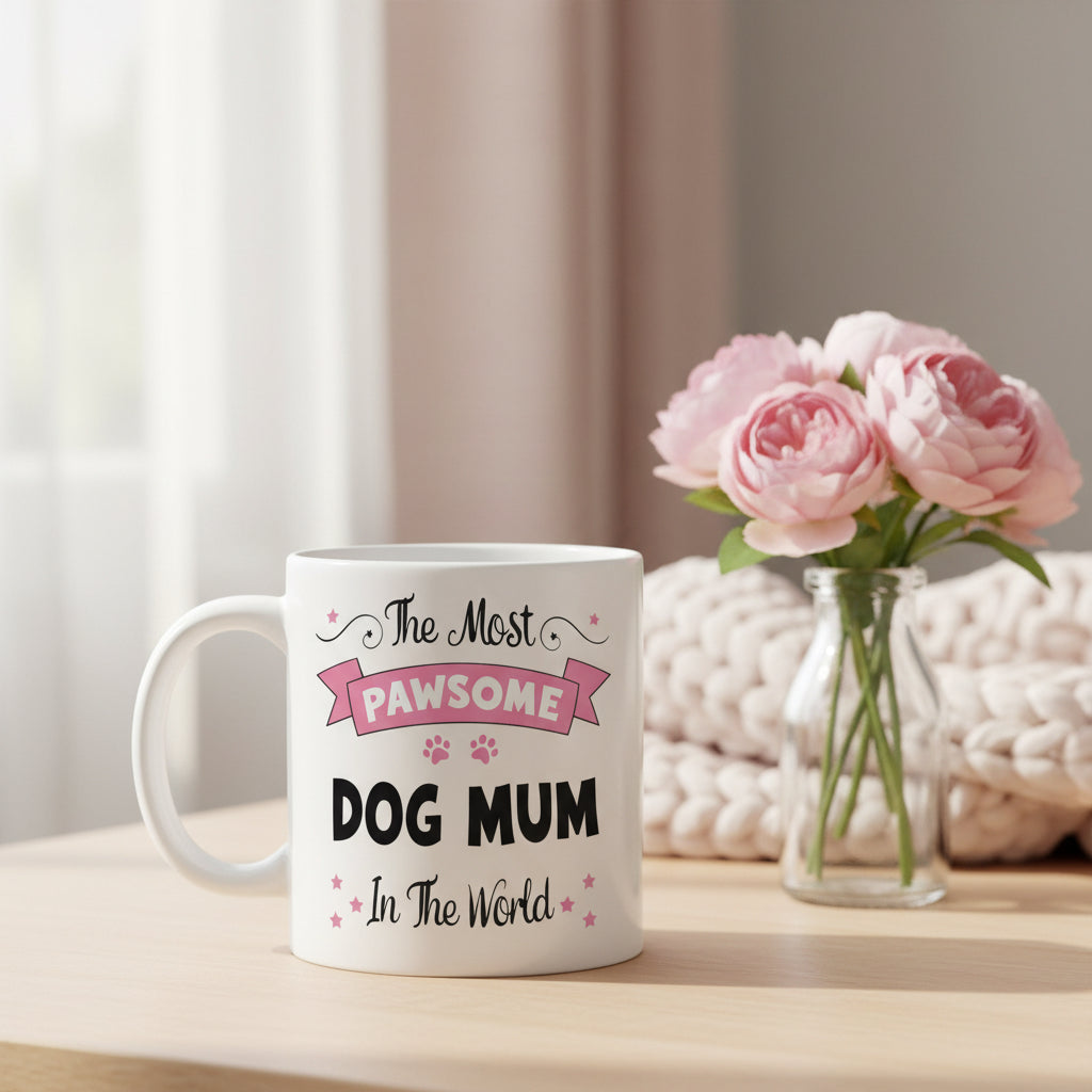 Vacso Trading Pawsome Dog Mum Mug Funny Mom Coffee Cup Ceramic 11oz