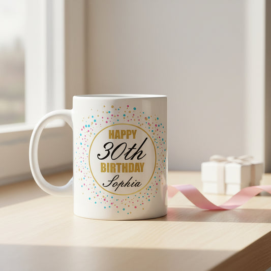 Vacso Trading Personalised Confetti Birthday Mug Custom Name Age Ceramic 11oz