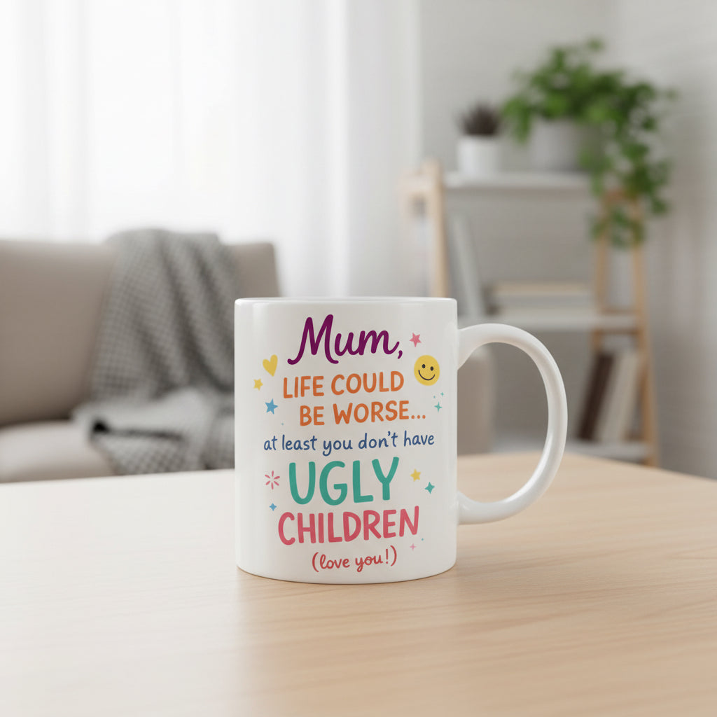 Vacso Trading Funny Mum Coffee Mug Life Could Be Worse At Least You Don't Have Ugly Children Ceramic