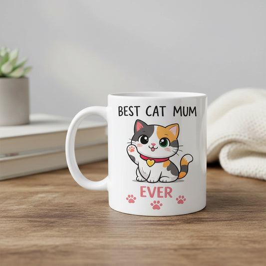 Vacso Trading Best Cat Mum Ever Mug Cute Cat Mom Coffee Cup Ceramic 11oz