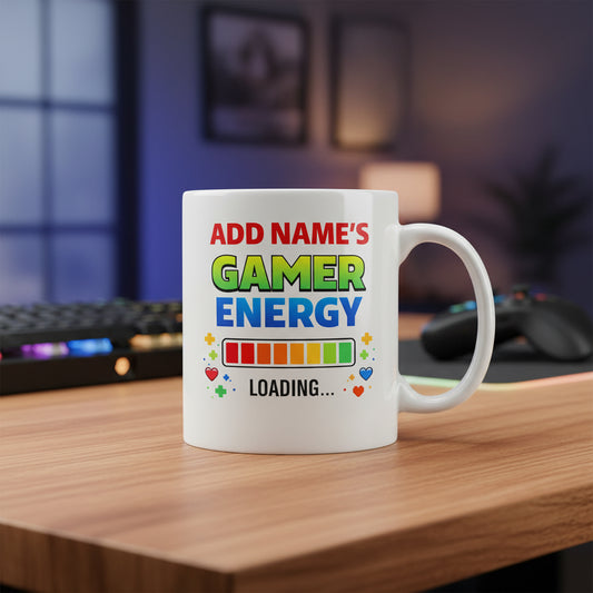 Vacso Trading Personalised Gamer Energy Mug Custom Name Ceramic 11oz