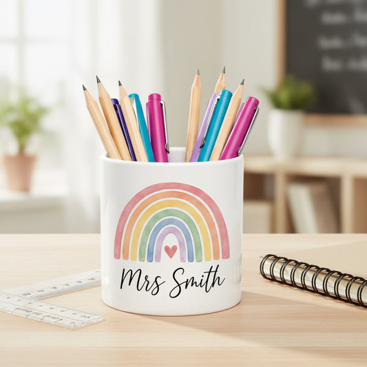 Vacso Trading Personalised Rainbow Teacher Ceramic Pen Pot