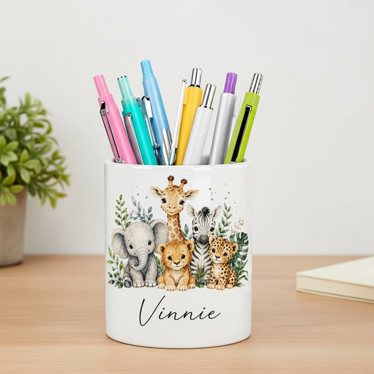 Vacso Trading Personalised Safari Animals Ceramic Pen Pot