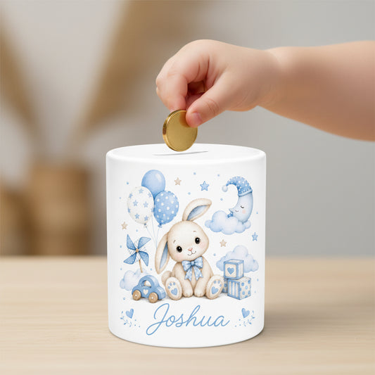 Vacso Trading Personalised Bunny Ceramic Money Box White