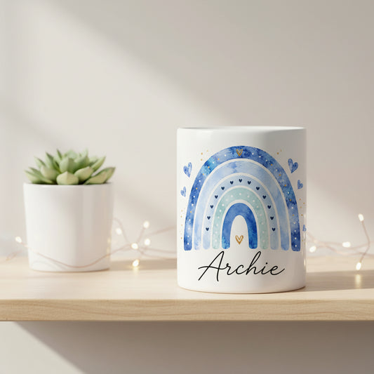 Vacso Trading Personalised Rainbow Ceramic Money Box Custom Kids Coin Bank Blue
