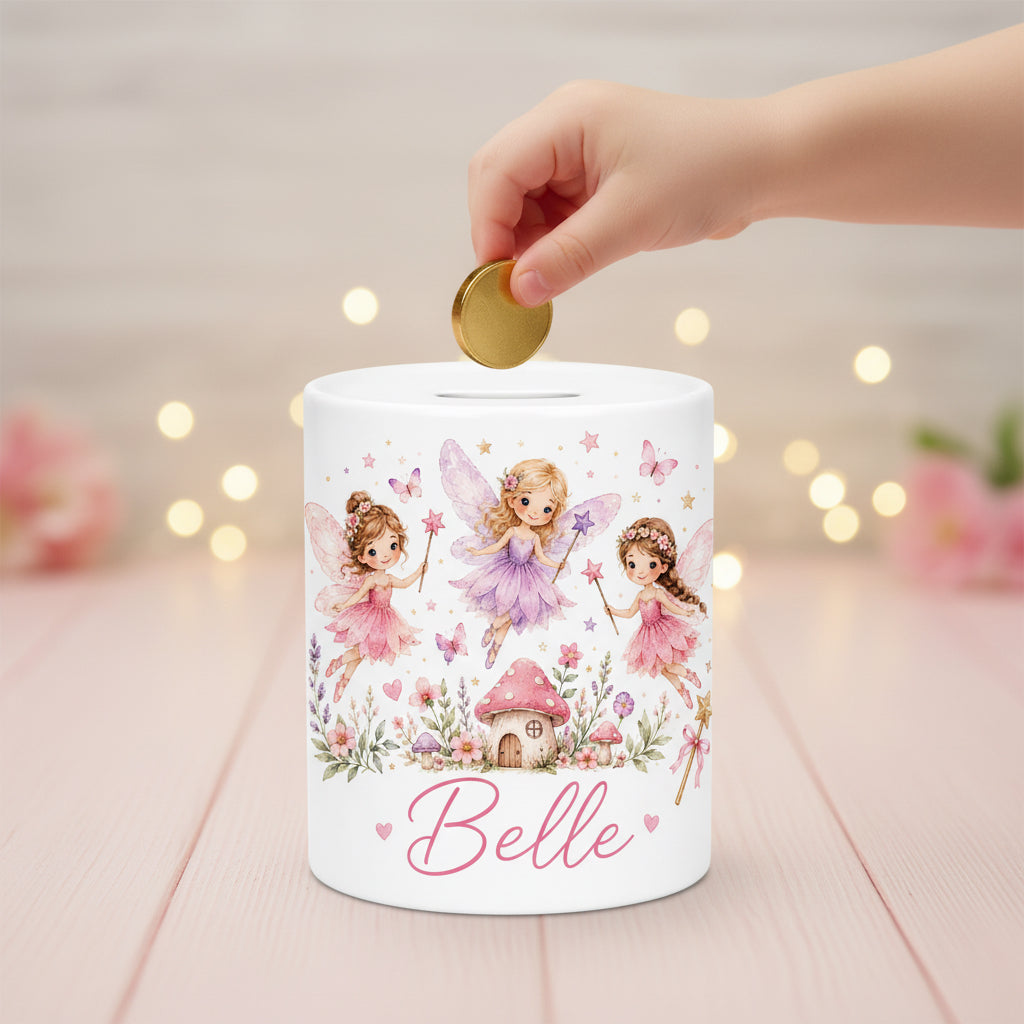 Vacso Trading Personalised Fairy Ceramic Money Box Pink