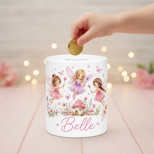 Vacso Trading Personalised Fairy Ceramic Money Box Pink