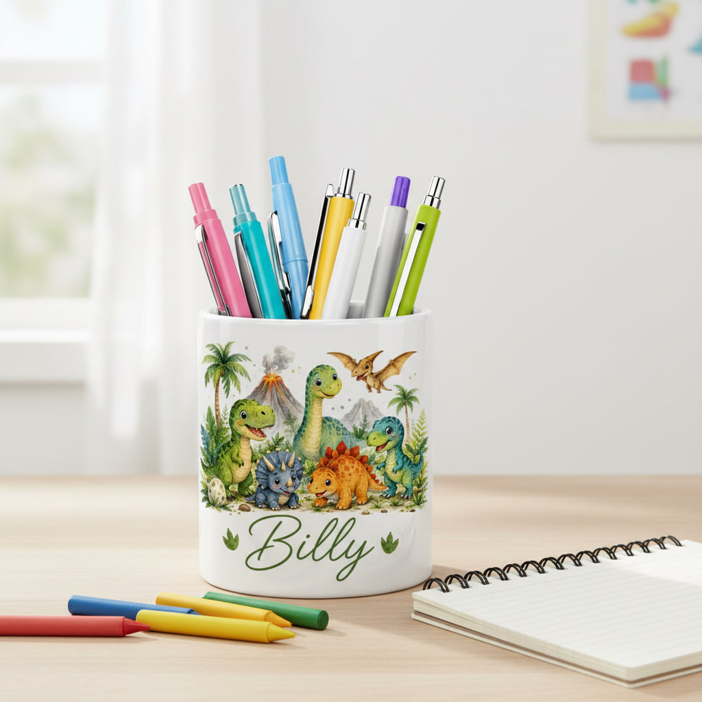 Vacso Trading Personalised Dinosaur Ceramic Pen Pot