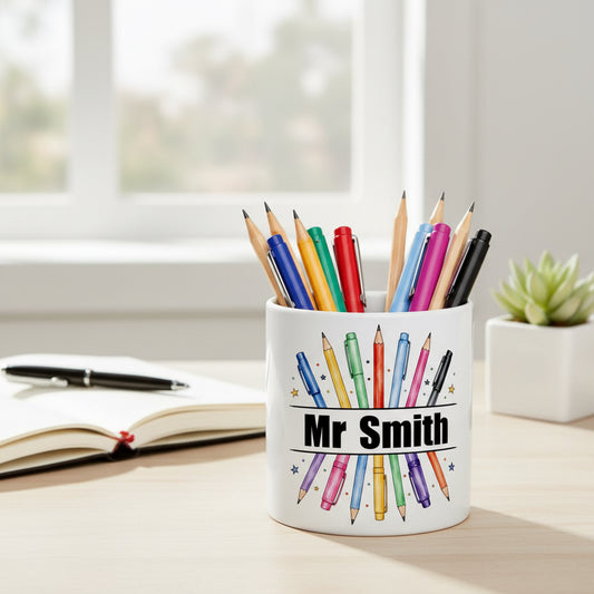 Vacso Trading Personalised Rainbow Teacher Ceramic Pen Pot