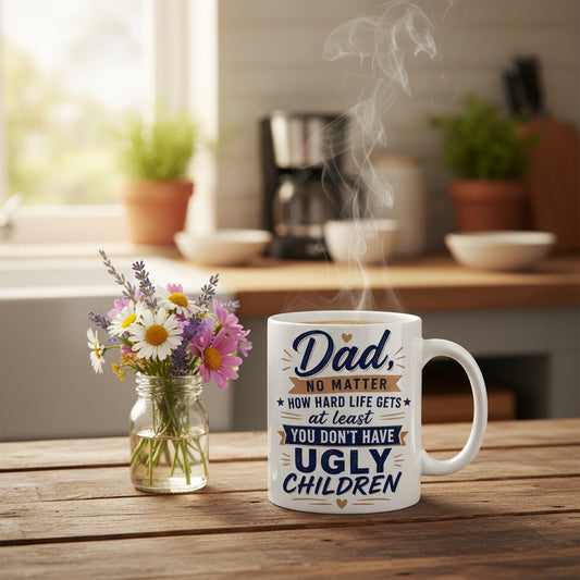 Vacso Trading Funny Dad Mug At Least You Don't Have Ugly Children 11oz Ceramic Coffee Cup