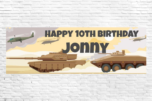 Boys Army and Tank Birthday Banner