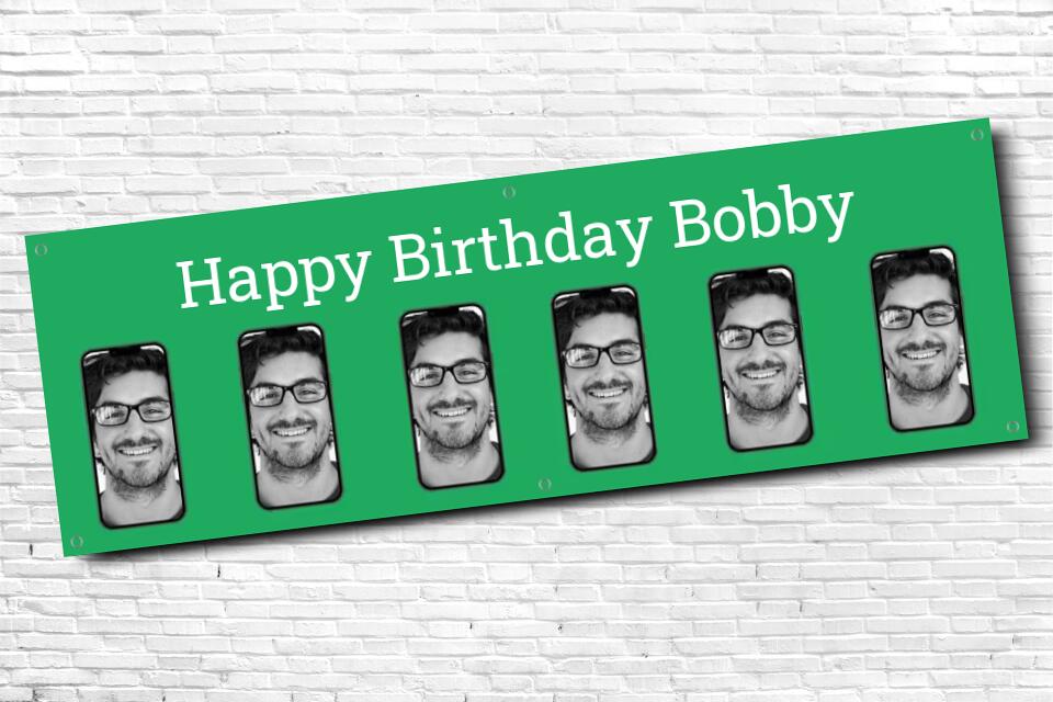 Personalised Green Smartphone Image Photo Birthday Banner