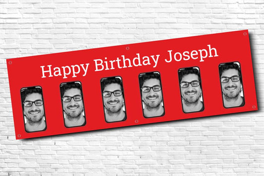 Personalised Red Smartphone Image Photo Birthday Banner