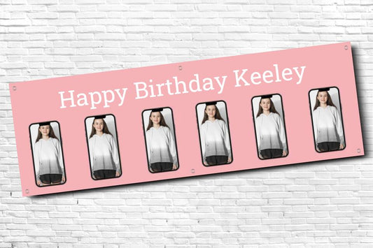 Personalised Pink Smartphone Image Photo Birthday Banner