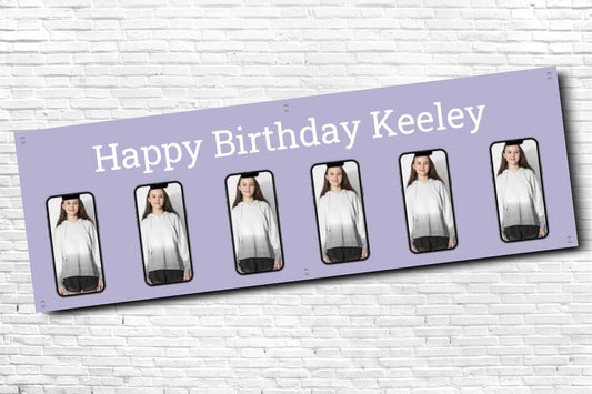 Personalised Purple Smartphone Image Photo Birthday Banner