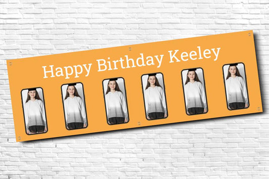 Personalised Orange Smartphone Image Photo Birthday Banner