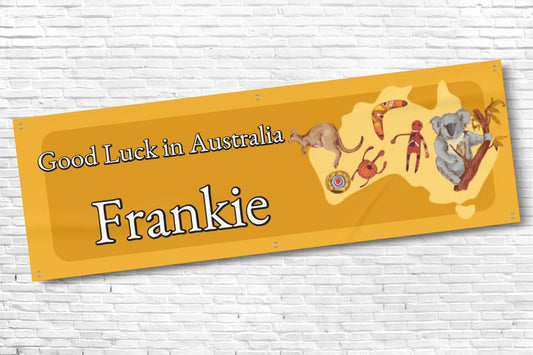 Personalised Good luck in Australia Banner with any Text