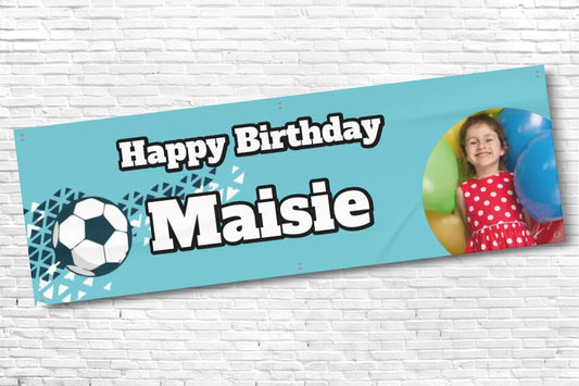 Personalised Football Banner Sky Blue with any photo and text