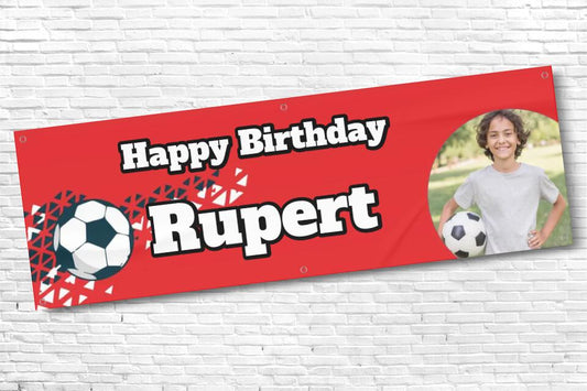 Personalised Football Banner Red with any photo and text