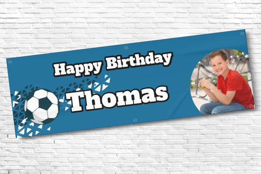 Personalised Football Banner Blue with any photo and text