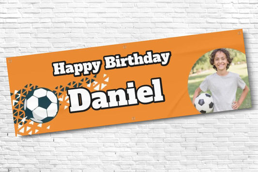 Personalised Football Banner Orange with any photo and text