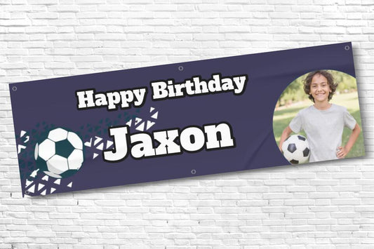 Personalised Football Banner Navy with any photo and text