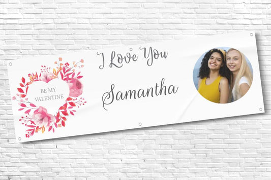 Personalised Valentines Banner with any name and photo