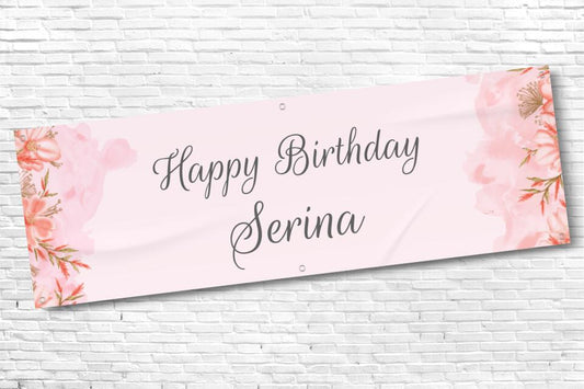 Personalised Floral Pink Valentines Banner with any Text